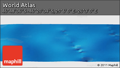 Physical Panoramic Map of the Area around 46° 34' 35" S, 25° 34' 30" E