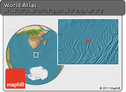 Satellite Location Map of the Area around 46° 34' 35" S, 27° 16' 29" E