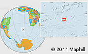Political Location Map of the area around 46° 34' 35" S, 2° 28' 30" W
