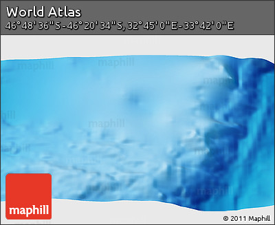 Physical 3D Map of the Area around 46° 34' 35" S, 33° 13' 30" E