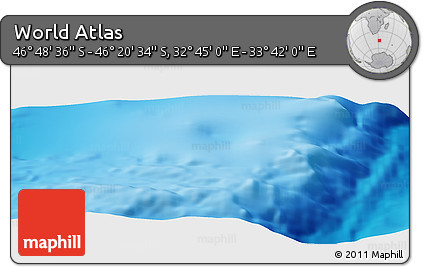 Physical Panoramic Map of the Area around 46° 34' 35" S, 33° 13' 30" E
