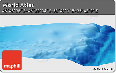Physical Panoramic Map of the Area around 46° 34' 35" S, 33° 13' 30" E