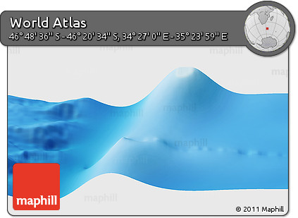 Physical Panoramic Map of the Area around 46° 34' 35" S, 34° 55' 29" E