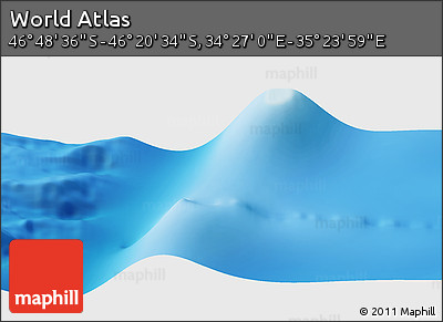 Physical Panoramic Map of the Area around 46° 34' 35" S, 34° 55' 29" E