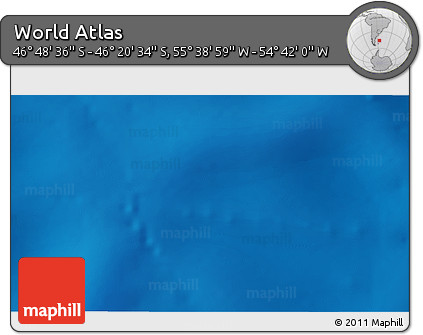 Physical 3D Map of the Area around 46° 34' 35" S, 55° 10' 29" W
