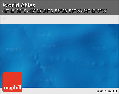 Physical 3D Map of the Area around 46° 34' 35" S, 55° 10' 29" W