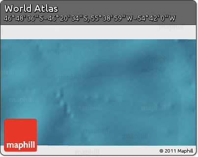 Satellite 3D Map of the Area around 46° 34' 35" S, 55° 10' 29" W