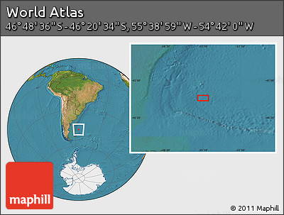 Satellite Location Map of the Area around 46° 34' 35" S, 55° 10' 29" W