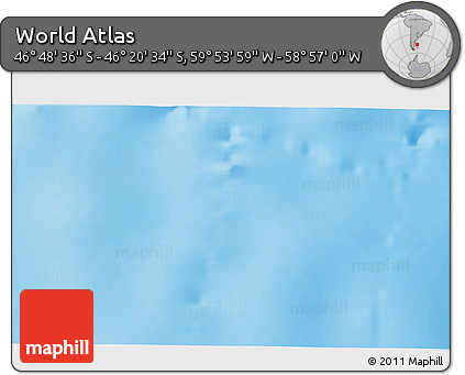 Physical 3D Map of the Area around 46° 34' 35" S, 59° 25' 29" W