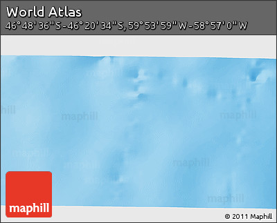 Physical 3D Map of the Area around 46° 34' 35" S, 59° 25' 29" W