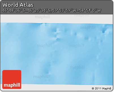 Physical 3D Map of the Area around 46° 34' 35" S, 59° 25' 29" W