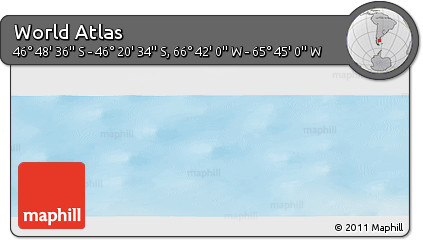 Physical Panoramic Map of the Area around 46° 34' 35" S, 66° 13' 29" W