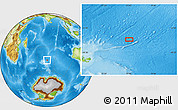 Physical Location Map of the area around 46° 34' 35" S, 75° 43' 29" E