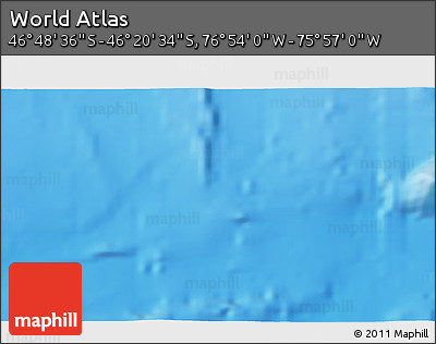 Physical 3D Map of the Area around 46° 34' 35" S, 76° 25' 30" W