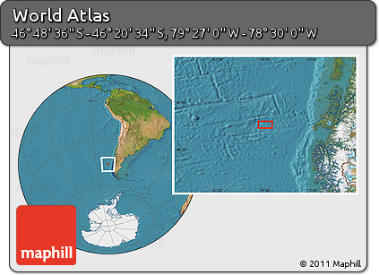 Satellite Location Map of the Area around 46° 34' 35" S, 78° 58' 29" W