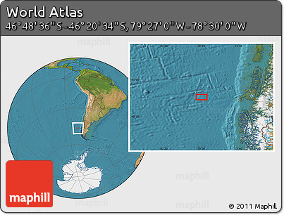 Satellite Location Map of the Area around 46° 34' 35" S, 78° 58' 29" W