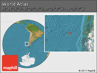Satellite Location Map of the Area around 46° 34' 35" S, 78° 58' 29" W