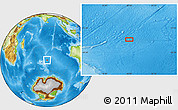 Physical Location Map of the area around 46° 34' 35" S, 79° 58' 29" E