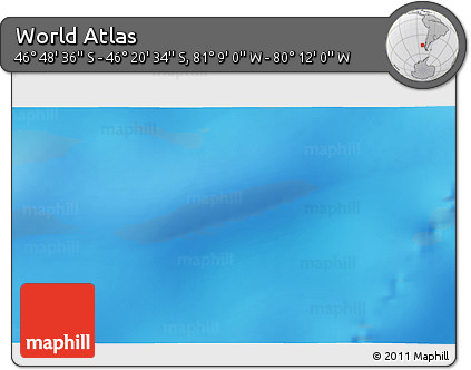 Physical 3D Map of the Area around 46° 34' 35" S, 80° 40' 30" W