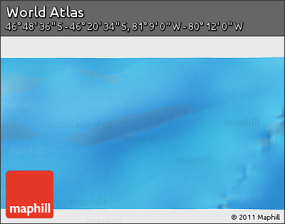 Physical 3D Map of the Area around 46° 34' 35" S, 80° 40' 30" W
