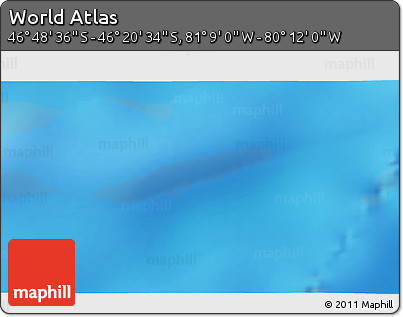 Physical 3D Map of the Area around 46° 34' 35" S, 80° 40' 30" W