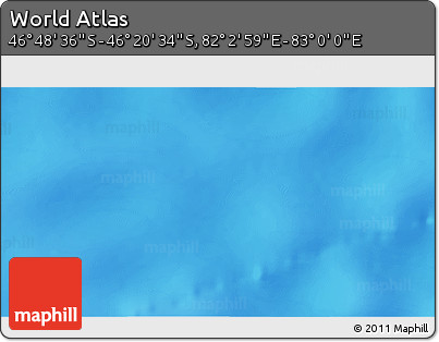 Physical 3D Map of the Area around 46° 34' 35" S, 82° 31' 30" E