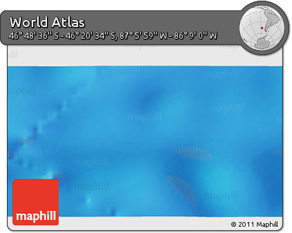 Physical 3D Map of the Area around 46° 34' 35" S, 86° 37' 30" W