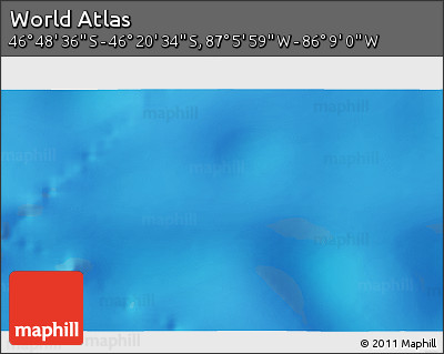 Physical 3D Map of the Area around 46° 34' 35" S, 86° 37' 30" W