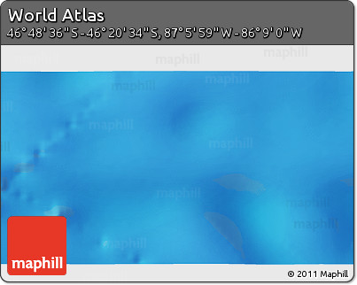 Physical 3D Map of the Area around 46° 34' 35" S, 86° 37' 30" W