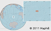 Gray Location Map of the area around 46° 34' 35" S, 89° 19' 29" E, hill shading