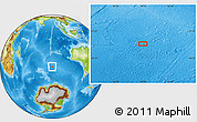Physical Location Map of the area around 46° 34' 35" S, 89° 19' 29" E