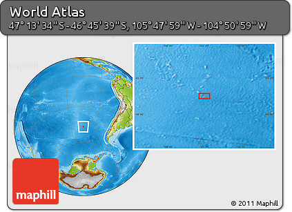 Physical Location Map of the Area around 46° 59' 36" S, 105° 19' 29" W
