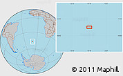 Gray Location Map of the area around 46° 59' 36" S, 10° 7' 30" W