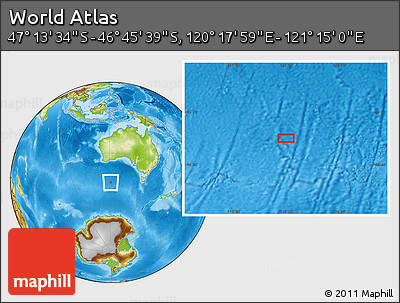 Physical Location Map of the Area around 46° 59' 36" S, 120° 46' 30" E