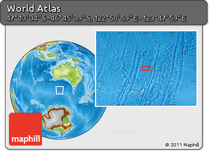 Physical Location Map of the Area around 46° 59' 36" S, 123° 19' 29" E