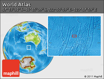 Physical Location Map of the Area around 46° 59' 36" S, 123° 19' 29" E