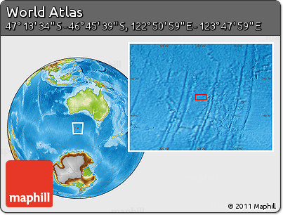 Physical Location Map of the Area around 46° 59' 36" S, 123° 19' 29" E