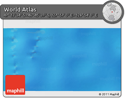 Physical 3D Map of the Area around 46° 59' 36" S, 128° 25' 30" E