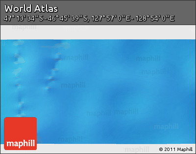 Physical 3D Map of the Area around 46° 59' 36" S, 128° 25' 30" E