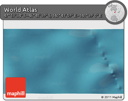 Satellite 3D Map of the Area around 46° 59' 36" S, 141° 10' 30" E