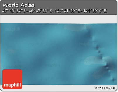 Satellite 3D Map of the Area around 46° 59' 36" S, 141° 10' 30" E