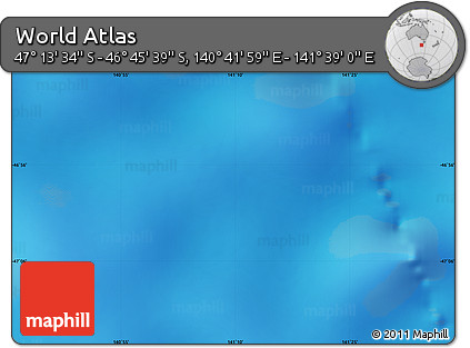 Physical Map of the Area around 46° 59' 36" S, 141° 10' 30" E