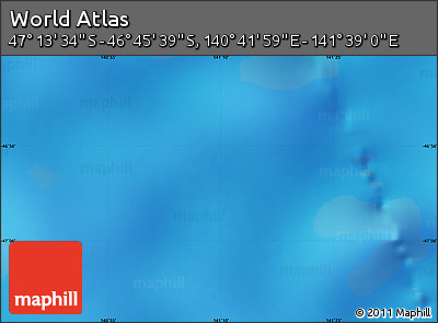 Physical Map of the Area around 46° 59' 36" S, 141° 10' 30" E