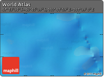 Physical Map of the Area around 46° 59' 36" S, 141° 10' 30" E