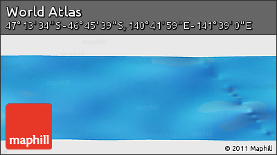Physical Panoramic Map of the Area around 46° 59' 36" S, 141° 10' 30" E