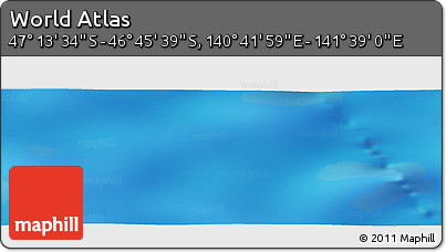 Physical Panoramic Map of the Area around 46° 59' 36" S, 141° 10' 30" E