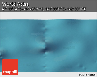 Satellite 3D Map of the Area around 46° 59' 36" S, 142° 1' 30" E