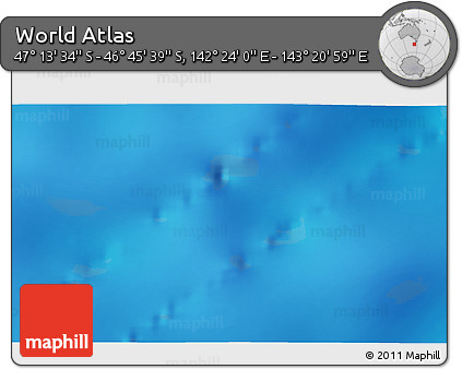 Physical 3D Map of the Area around 46° 59' 36" S, 142° 52' 30" E