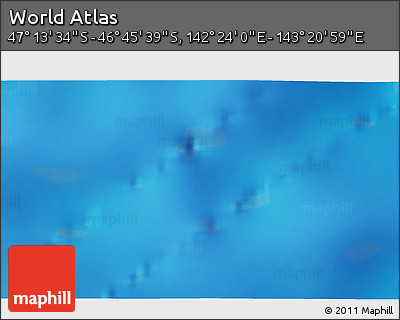 Physical 3D Map of the Area around 46° 59' 36" S, 142° 52' 30" E