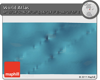 Satellite 3D Map of the Area around 46° 59' 36" S, 142° 52' 30" E
